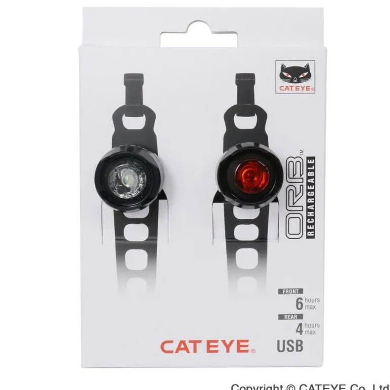 CateyeOrb Rechargeable F/R Seat Polished Black - Kit éclairage vélo