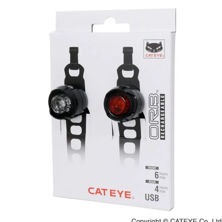 CateyeOrb Rechargeable F/R Seat Polished Black - Kit éclairage vélo