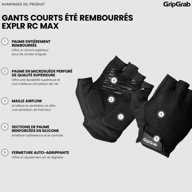 GripGrabEXPLR Padded Short Finger Summer Gloves - Mitaines vélo