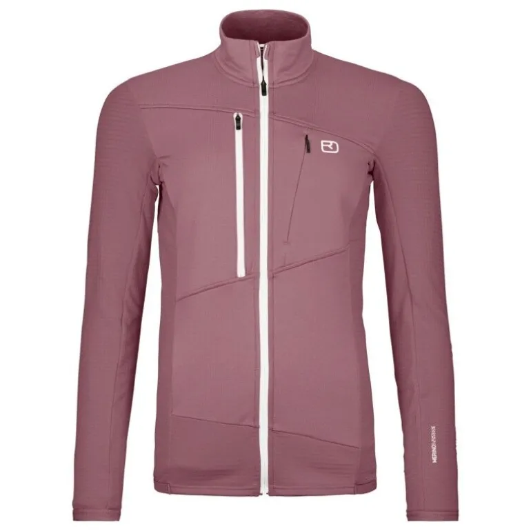 OrtovoxFleece Grid Jacket - Polaire en laine mérinos femme