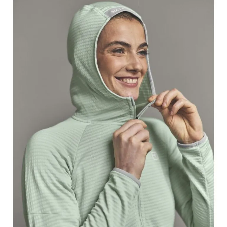 OrtovoxFleece Light Grid Hoody - Polaire en laine mérinos femme