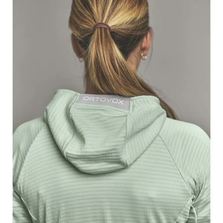 OrtovoxFleece Light Grid Hoody - Polaire en laine mérinos femme