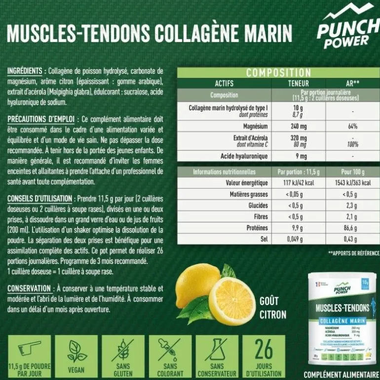 Punch PowerMuscles-Tendons Collagene Marin Poudre 300 g