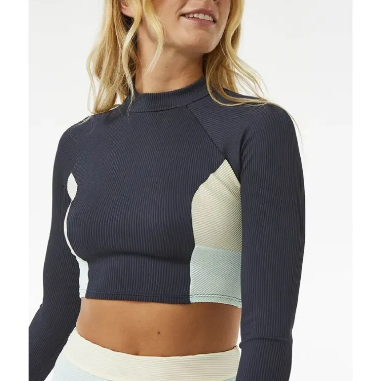 Rip CurlBlock Party Spliced Crop Long Sleeve - Haut de bikini femme