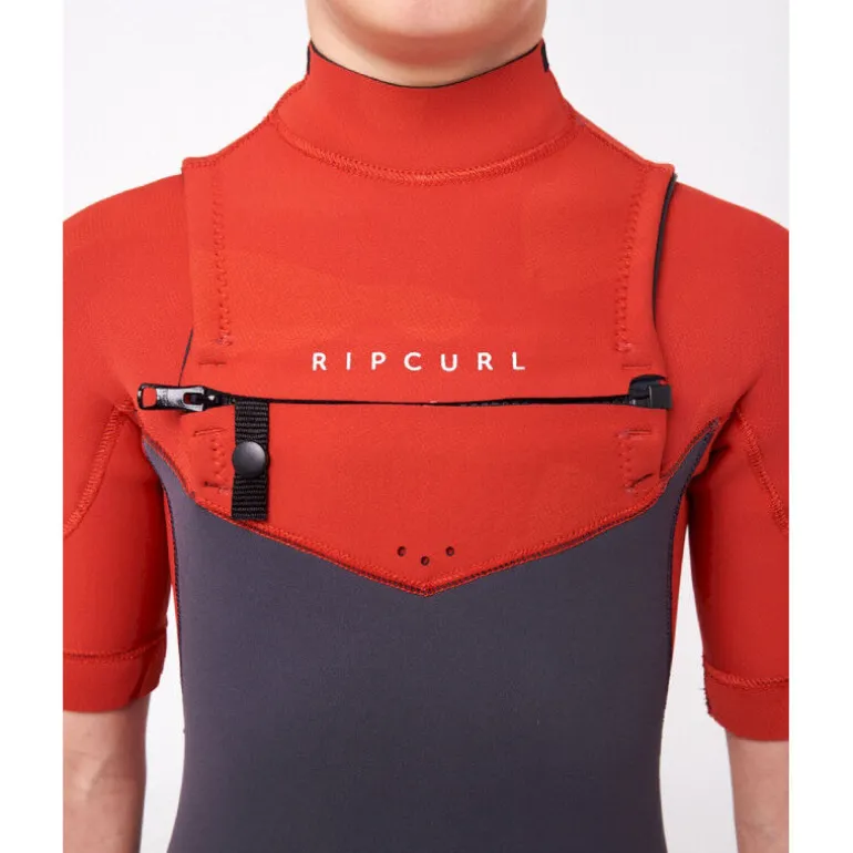 Rip CurlDawn Patrol Chest Zip Short Sleeve 2/2 mm Wetsuit - Combinaison de surf enfant