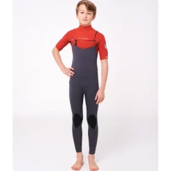 Rip CurlDawn Patrol Chest Zip Short Sleeve 2/2 mm Wetsuit - Combinaison de surf enfant