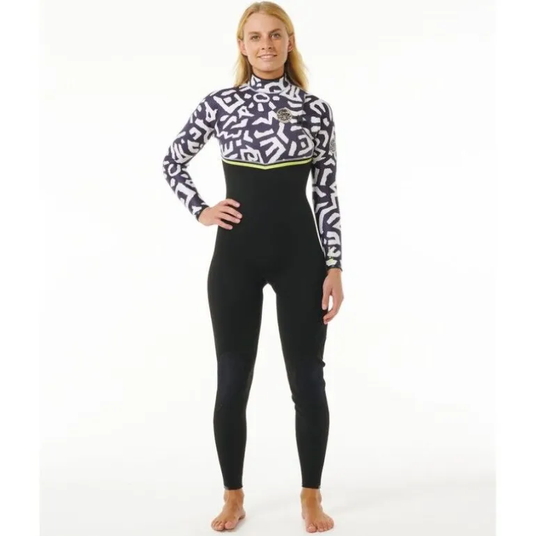 Rip CurlWomen E Bomb 4/3 mm Zip Free Sublimed Wetsuit - Combinaison de surf femme